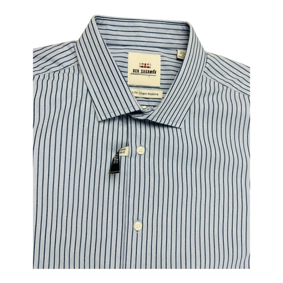 Ben Sherman Blue Striped Button Down Shirt Size L - Picture 5 of 10
